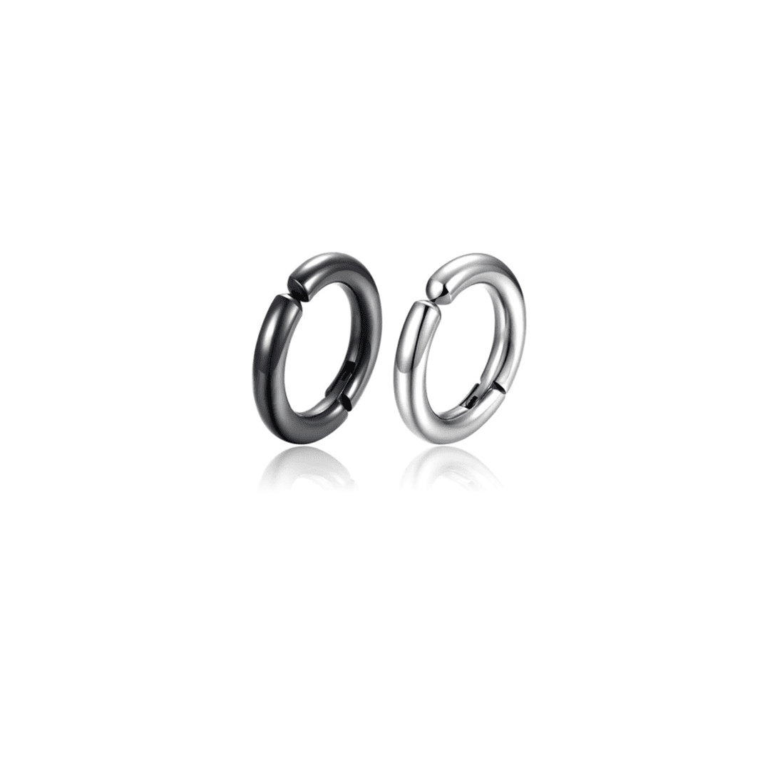 Circular Clip Earrings Silver & Black - Gidi Fits